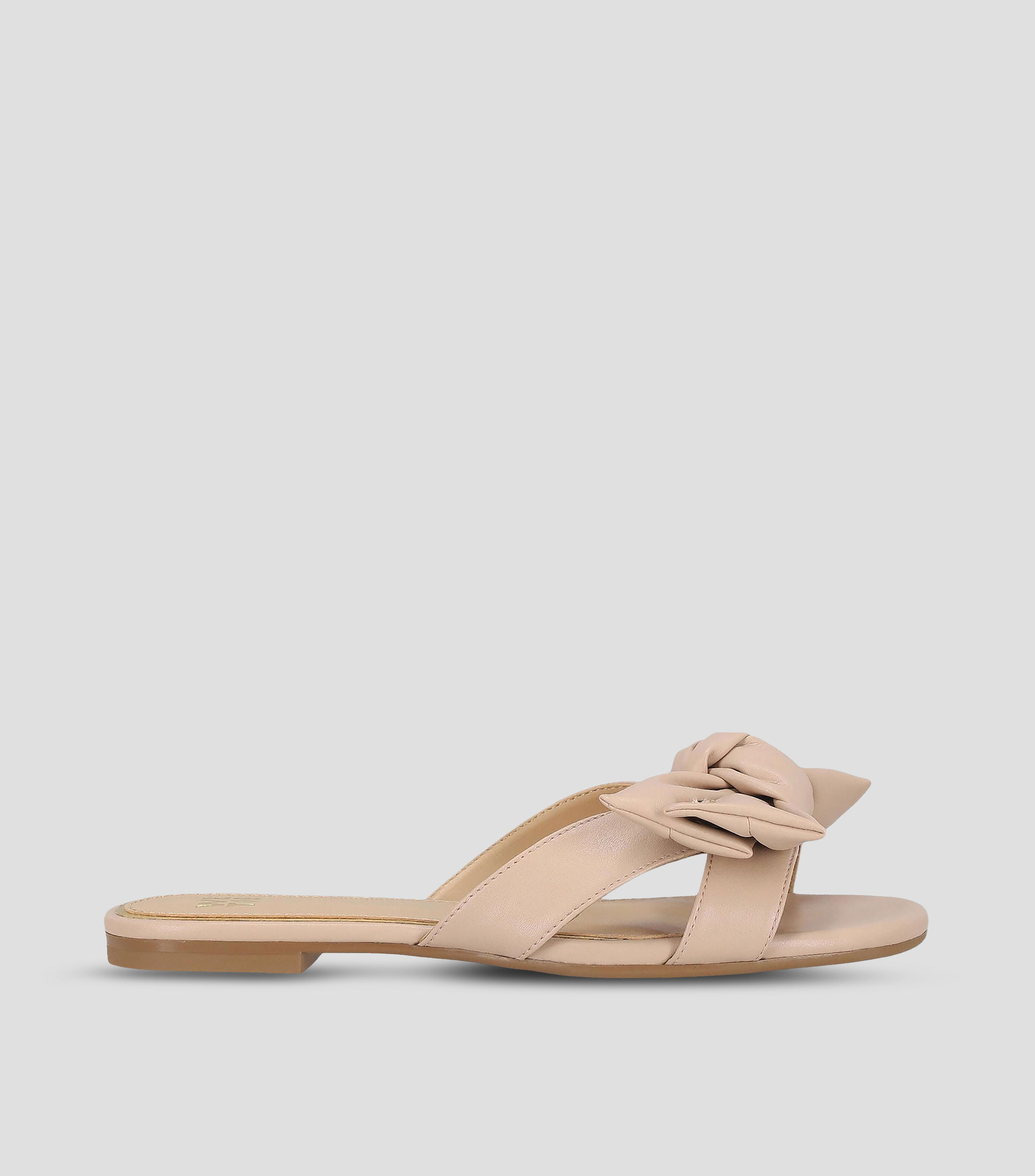 Sandalias casuales de tacón bajo ancho lisas con moño Mujer